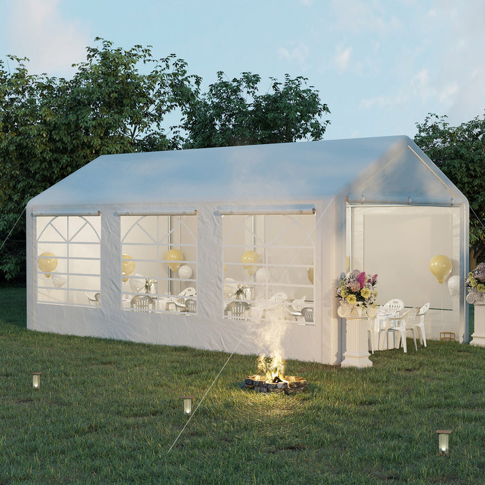 Garden Gazebo Marquee Party Tent - Waterproof Outdoor Shelter with Heavy Duty Steel Frame, 6m x 3m - Ideal for Weddings, Gatherings, Car Protection