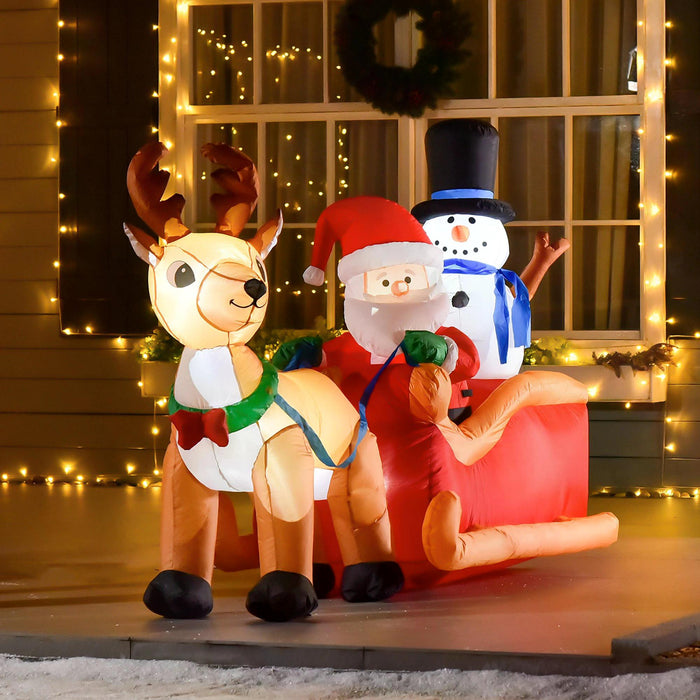 Inflatable Santa Claus on Sleigh with Reindeer - 1.3 Meter Christmas Decoration with LED Lighting - Perfect for Outdoor, Garden, and Lawn Holiday Display