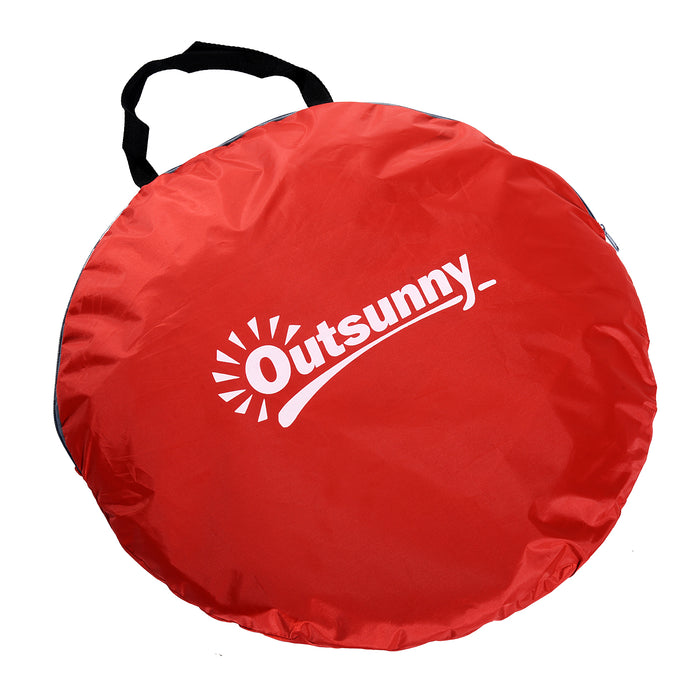 Red Pop-up Beach Tent - Portable UV Protection Sun Shelter for Hiking and Patio - Ideal for 2-3 Persons