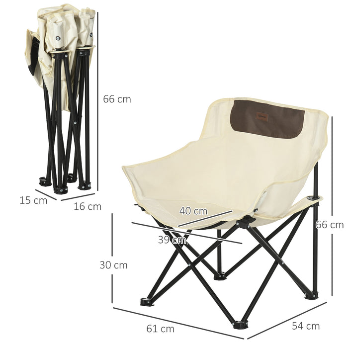 Lightweight Folding Camping Chair with Storage Pocket - Durable Carry Bag Included for Festivals, Beach, Fishing, and Hiking - Easy Transport White Outdoor Seating Solution