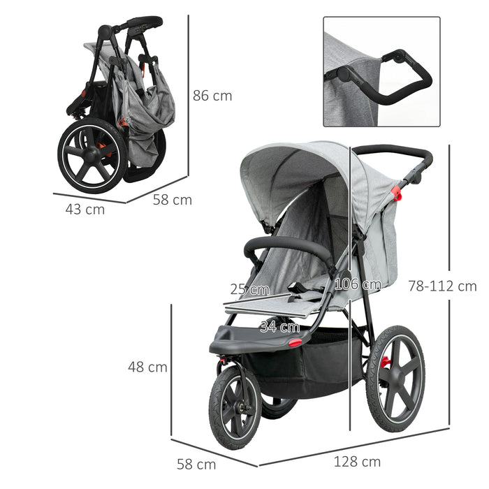 Tri-Wheel Foldable Stroller with Canopy and Basket - Versatile Travel System for Babies - Compact Storage Solution for On-the-Go Parents