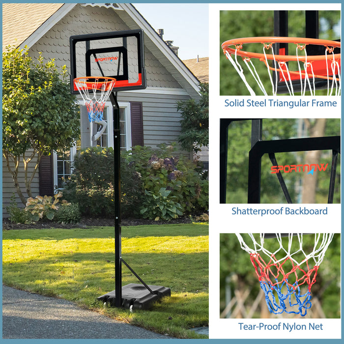 Adjustable 2.1-2.6m Basketball Hoop System - Sturdy Backboard, Weighted Base with Wheels - Ideal for Players of All Ages, Easy Portability