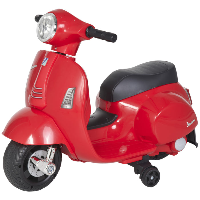 Vespa Electric Trike for Kids - Battery-Powered Motorcycle with Horn and Headlight, 6V Ride-On Toy - Ideal for Toddlers 18-36 Months in Vibrant Red