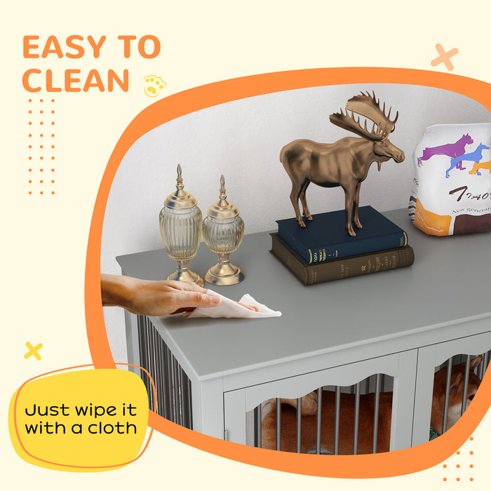 Large Three-Door Furniture-Style Dog Crate - Indoor Pet Enclosure with Locking Mechanism - Ideal for Big Dogs and Home Safety