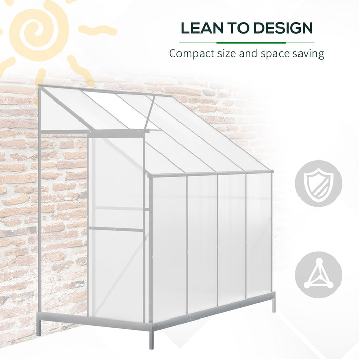 Heavy Duty Aluminium Walk-In Greenhouse - Polycarbonate Panels with Roof Vent, Silver, 253x127x220cm - Ideal for Growing Plants, Herbs & Vegetables