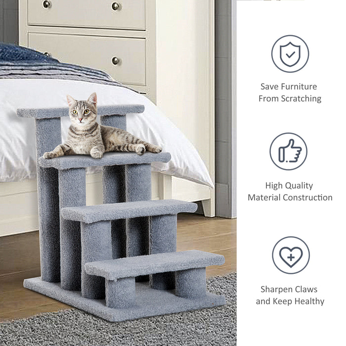 Portable Pet Stairs for Bed Access - 63.5x43x60cm Climb Ladder for Cats, Little and Older Animals - Easy Assistive Solution for Pets in Grey
