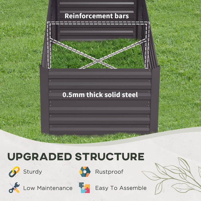 Galvanised Steel Raised Garden Beds - Durable Outdoor Planters with Reinforced Rods, 180x90x59cm, Dark Grey - Ideal for Garden Enthusiasts & Urban Farmers