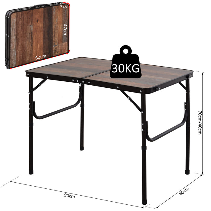 Height Adjustable 3ft Folding Table - Durable MDF Construction for Outdoor Activities - Perfect for Camping and Tailgating Events