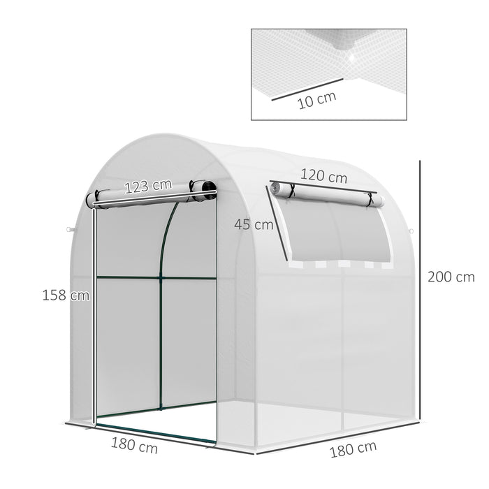 Polytunnel Walk-In Greenhouse - Garden Structure with Roll-Up Window & Zippered Door, 1.8 x 1.8 x 2m - Perfect for Growing Plants & Vegetables Outdoors