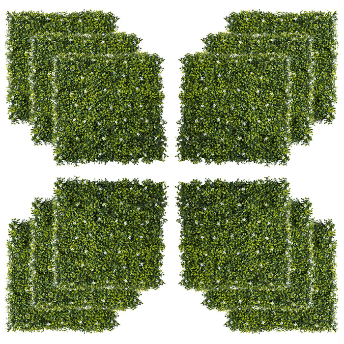Artificial Boxwood Hedge Wall Panels, Set of 12 - 50x50cm Privacy Fence & Greenery Backdrop, Dense Milan Grass Design - Ideal for Outdoor Decor, Patio Screening & Event Backdrops