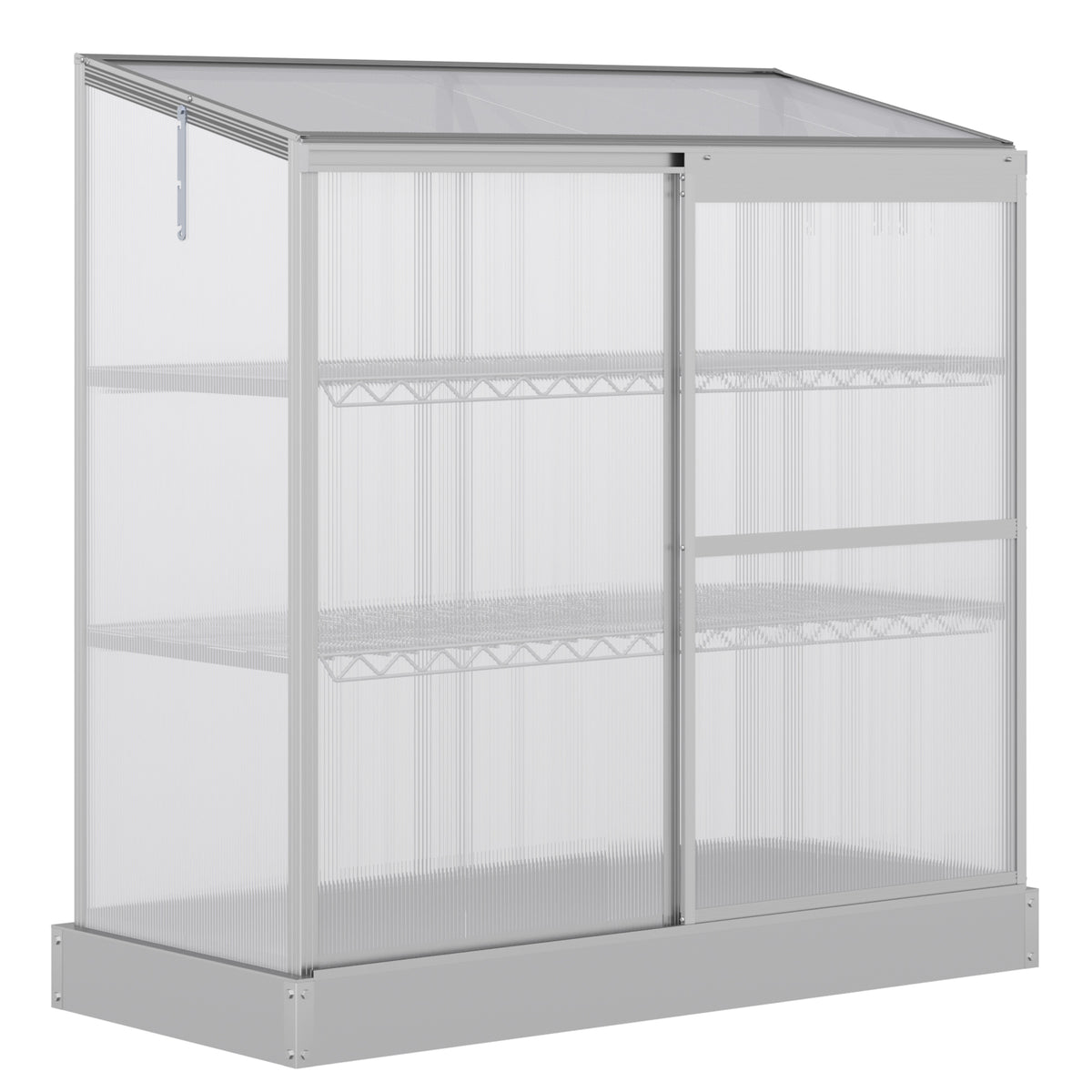 3-Tier Mini Greenhouse with Polycarbonate Panels - Garden Cold Frame Plant Growth House, Openable Roof, Silver - Ideal for Amateur Gardeners & Urban Spaces