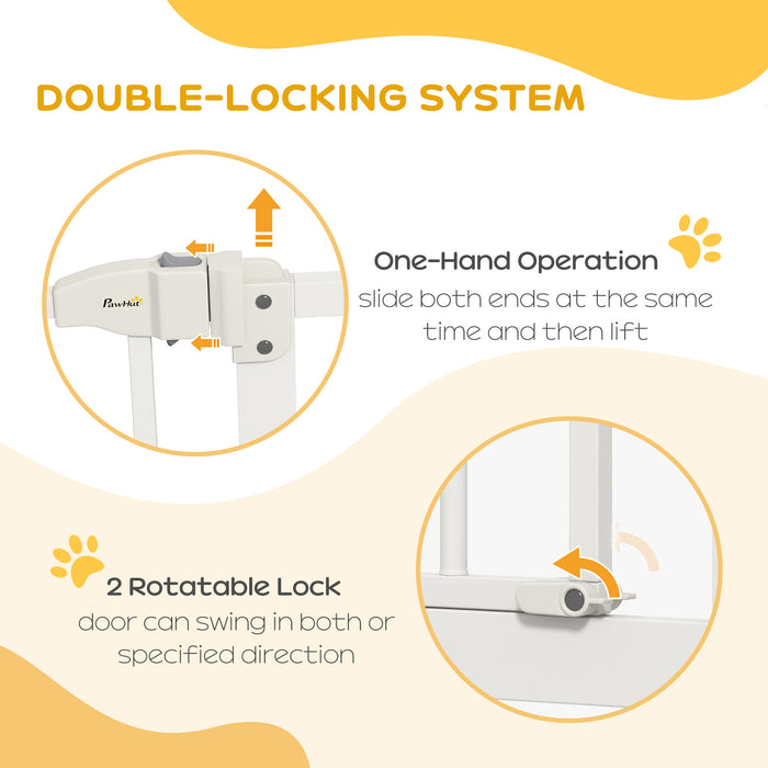 Adjustable Metal Pet Gate 74-87cm - Auto-Close Safety Barrier for Dogs & Cats - Ideal for Home Doorways & Staircases