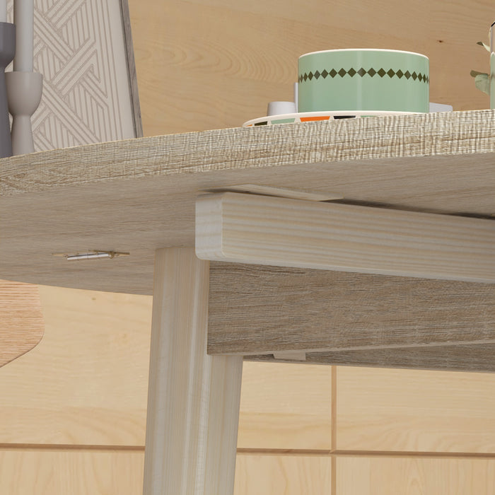 Round Drop-Leaf Folding Dining Table - Space-Efficient Wood Kitchen Table with Sturdy Legs - Ideal for Small Dining Areas, Natural Finish