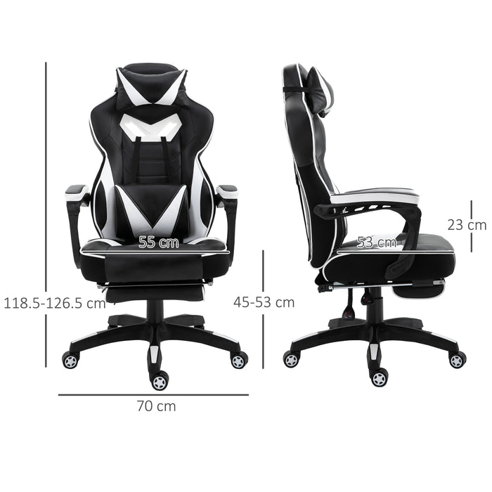 Ergonomic Racing Chair with Adjustable Features - Comfortable Gamer and Office Recliner with Headrest, Lumbar Support, and Footrest - Ideal for Long Sitting Sessions and Improved Posture
