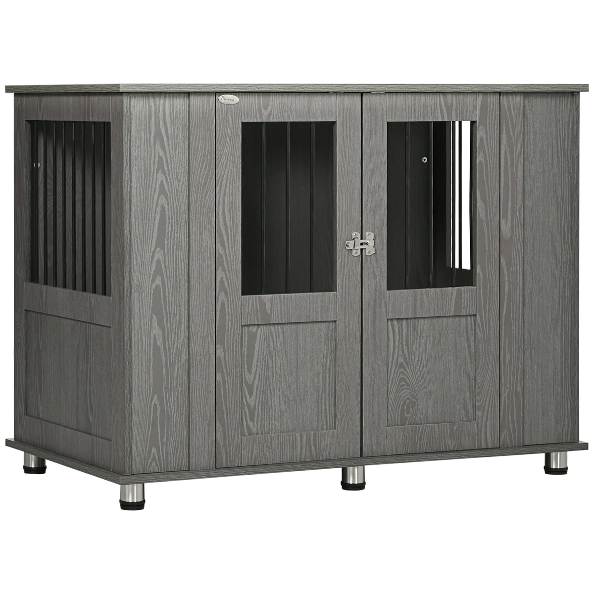 Extra Large Dog Crate End Table - Indoor Pet Kennel with Magnetic Door, Grey, 116x60x87cm - Stylish Furniture for Large Dogs & Home Decor