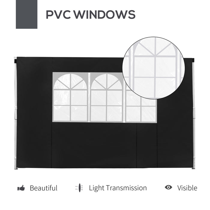 3M Gazebo - Interchangeable Side Wall Panels in Black - Ideal for Outdoor Shelter and Privacy