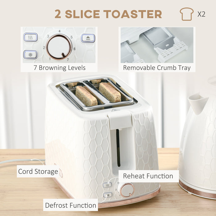3000W Quick Boiling 1.7L Kettle with Auto Shut-Off - 2-Slice Toaster with Adjustable Browning Controls - Ideal Kitchen Combo for Home Breakfast Preparation