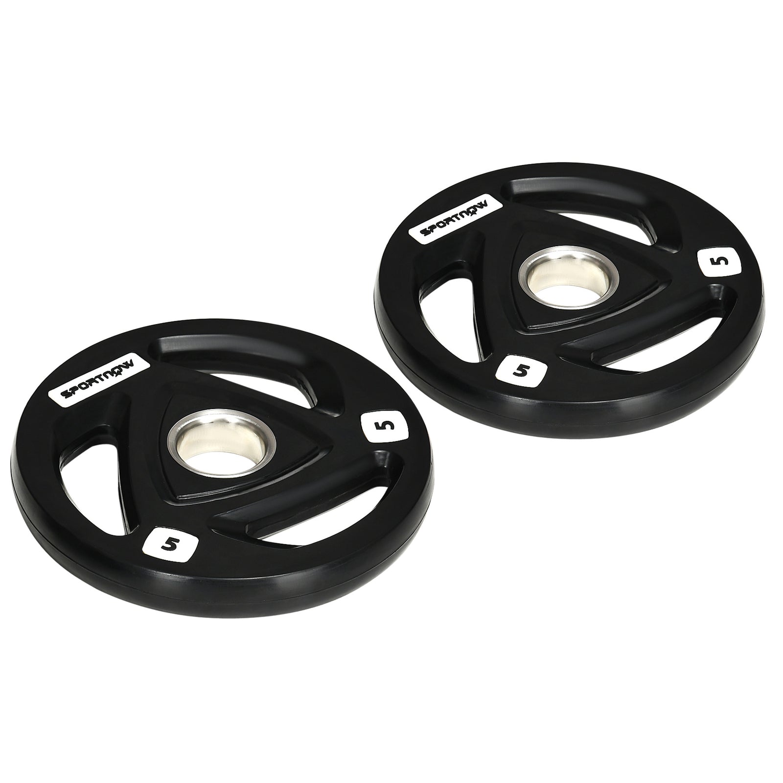 Rubber-Coated Tri-Grip Olympic Weight Plates - 2-Pack, 5kg Barbell Weights with 5cm Center Holes - Perfect for Home Gym, Lifting, and Strength Training