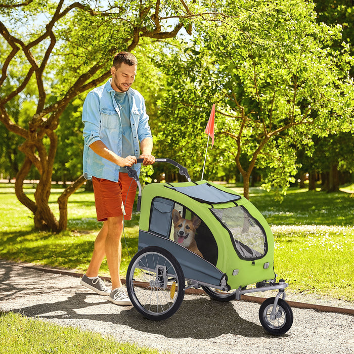 Steel Pet Cart Carrier for Bicycle - 360° Rotatable Dog Bike Trailer with 3 Wheels, Reflectors, Brake System - Water Resistant Push/Pull Trailer for Active Pet Owners