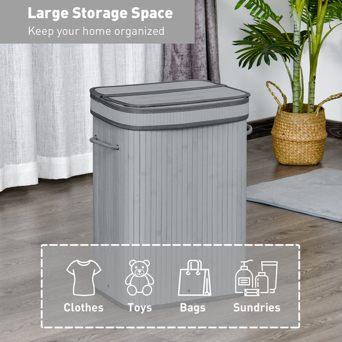 70L Natural Wood Laundry Basket - Flip Lid, Removable Liner, Handles, Base Board, Foldable & Water-Resistant - Ideal for Organizing Dirty Clothes