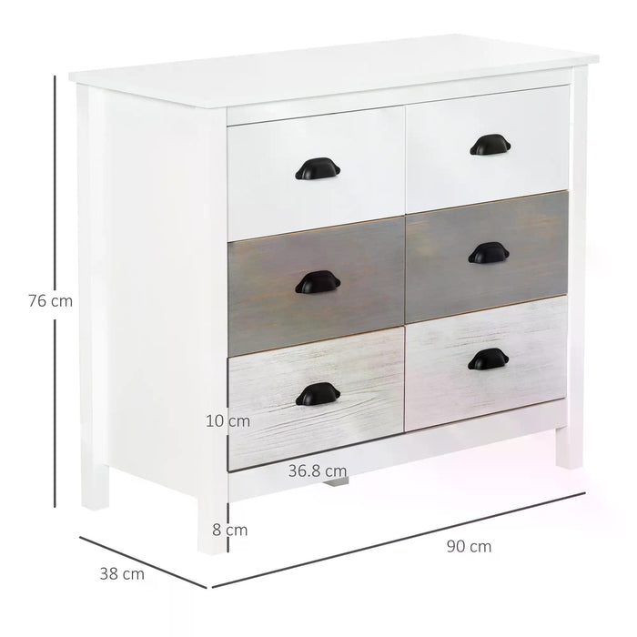 6-Drawer Side Cabinet Home Organizer - Spacious Storage Unit with Round Handles - Perfect for Bedroom & Living Room Organization