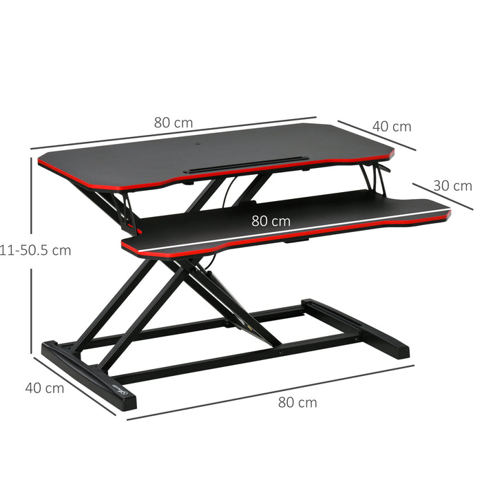Ergonomic Standing Desk - Height Adjustable Computer Stand with Keyboard Tray - Home Office Workstation Riser for Improved Posture and Productivity