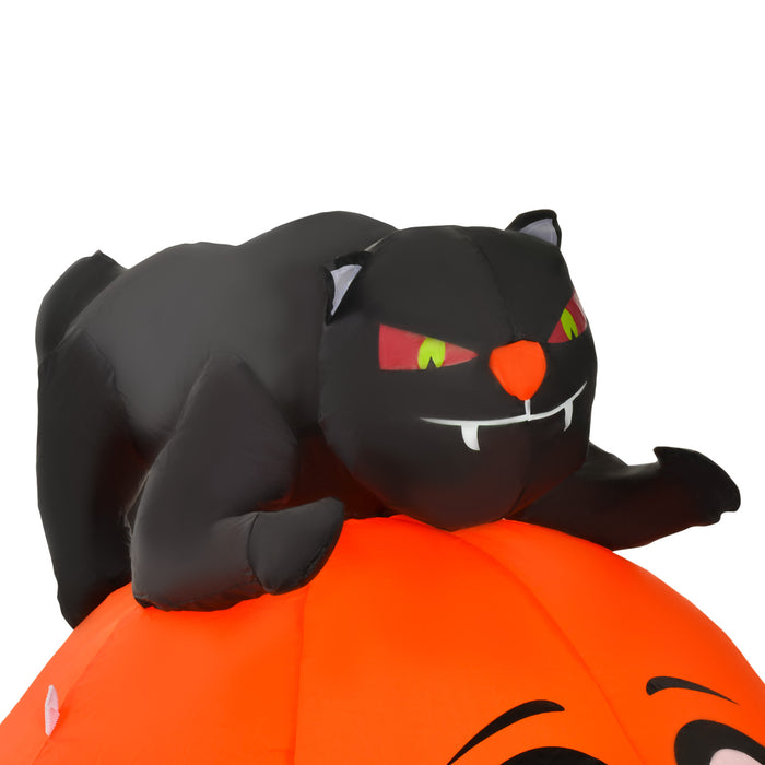 Inflatable Pumpkin & Cat with LED Flashing Eyes - Halloween Decoration with Next Day Delivery - Spooky Seasonal Decor for Indoor & Outdoor Parties