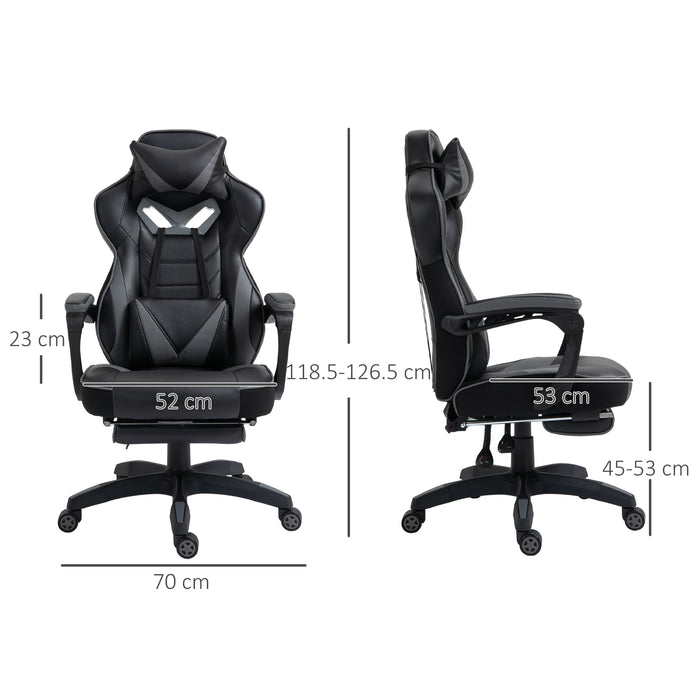 Ergonomic Racing Gaming Chair - Adjustable Height, Recliner, Wheels, Lumbar Support, Retractable Footrest - Ideal for Home Office Comfort and Long Gaming Sessions