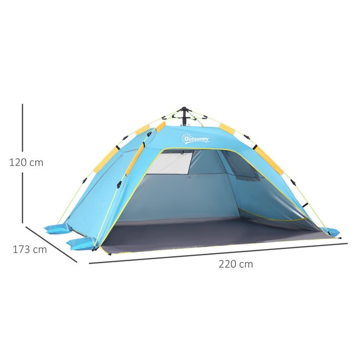 Pop-up Beach Tent for 1-2 People - Easy Setup with Dual Mesh Windows & Entryways, Dark Green - Ideal for Sun Shelter and Privacy