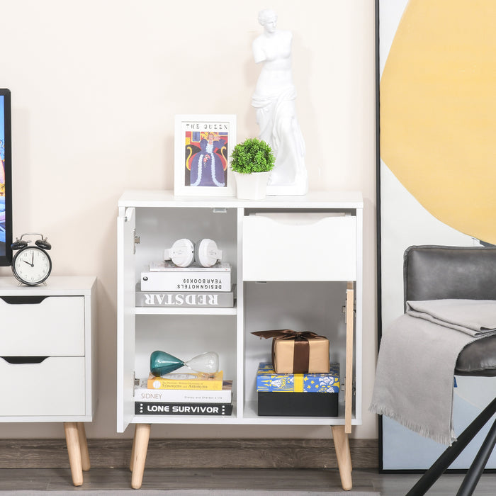 Bedroom & Living Room Sideboard - Natural Finish Storage Cupboard with Drawer and Doors - Elegant Organization for Entryway Spaces