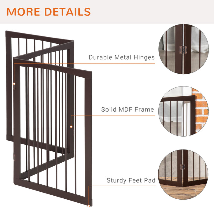 3-Panel Folding Wooden Pet Gate - Indoor Free-Standing Safety Fence for Dogs - Portable Barrier for Pet Separation and Security