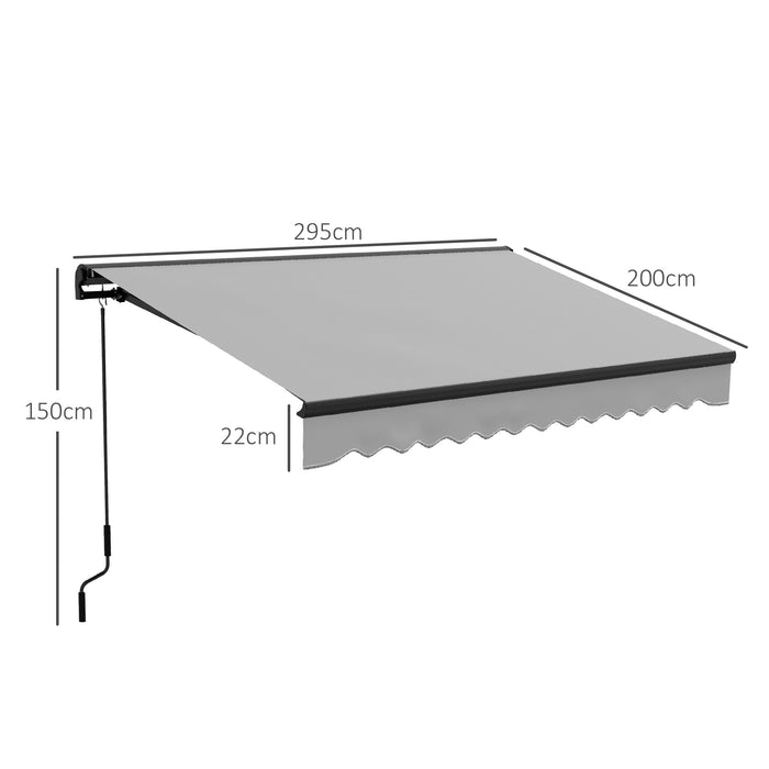 Aluminium Frame Electric Awning 3x2m - Retractable Sun Shelter Canopy for Patios and Windows in Light Grey - Outdoor Shade Solution for Homeowners