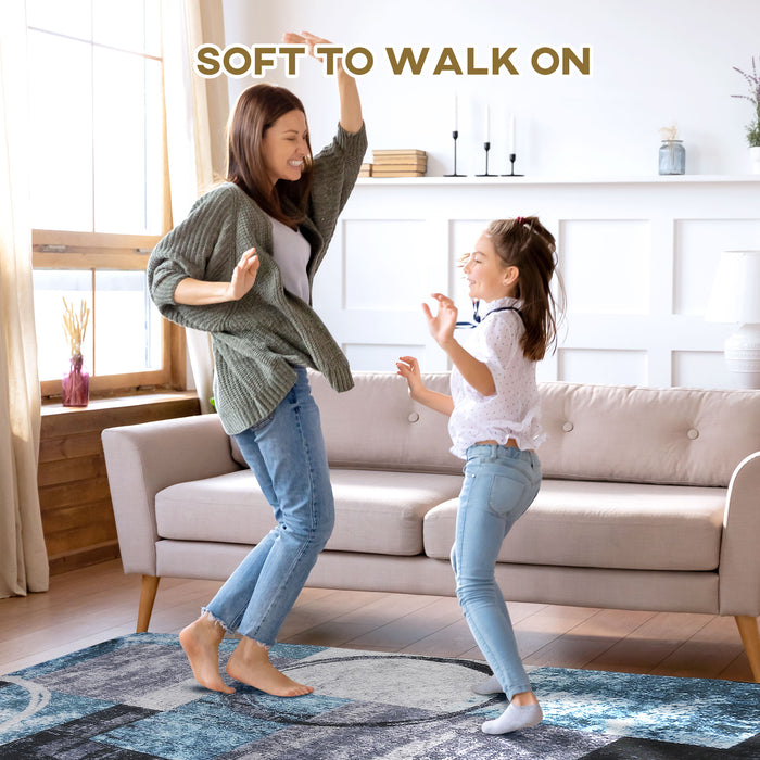 Blue Geometric Rug - Modern Area Rug for Living Room, Bedroom, Dining - Large 160x230 cm Carpet for Stylish Home Decor