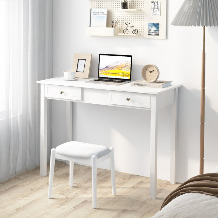 Flip Top Mirror Vanity Desk - Study, Work, and Write, With Additional Drawers - Optimised for Students and Professionals