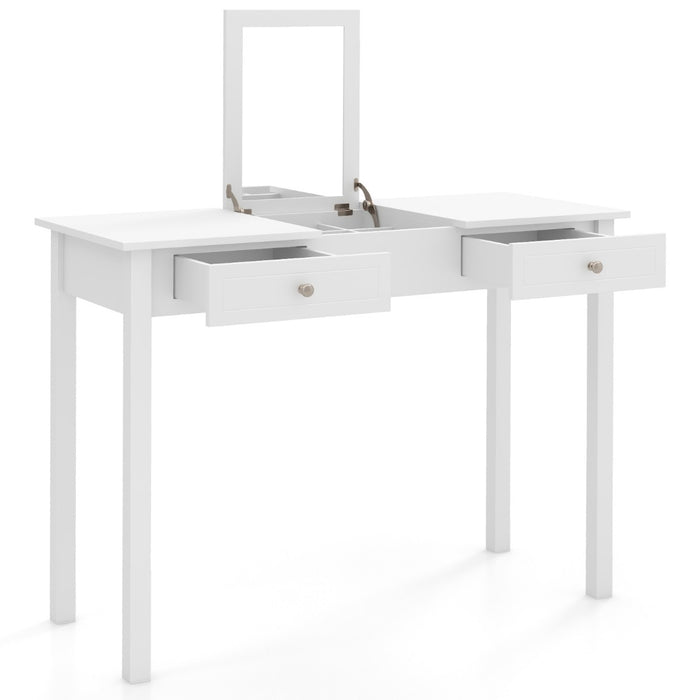 Flip Top Mirror Vanity Desk - Study, Work, and Write, With Additional Drawers - Optimised for Students and Professionals