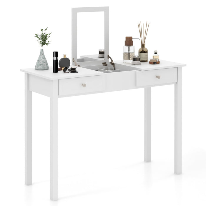 Flip Top Mirror Vanity Desk - Study, Work, and Write, With Additional Drawers - Optimised for Students and Professionals