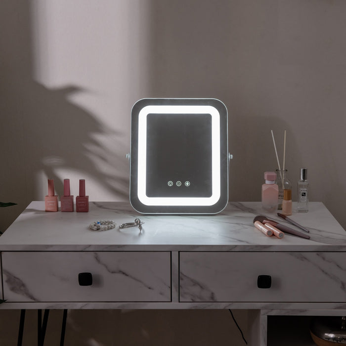 LED Mirror 3 Colour - Smart Touch Control, Multi-Occasion, White - Ideal for Makeup and Grooming Routines
