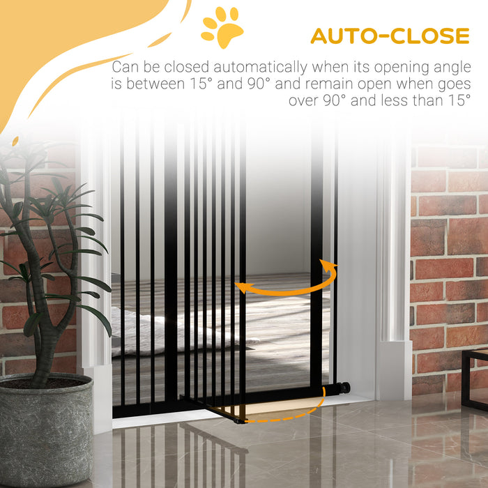 Folding Metal Pet Safety Gate for Dogs - Durable Barrier, Black Finish - Protects Pets, Indoor/Outdoor Use