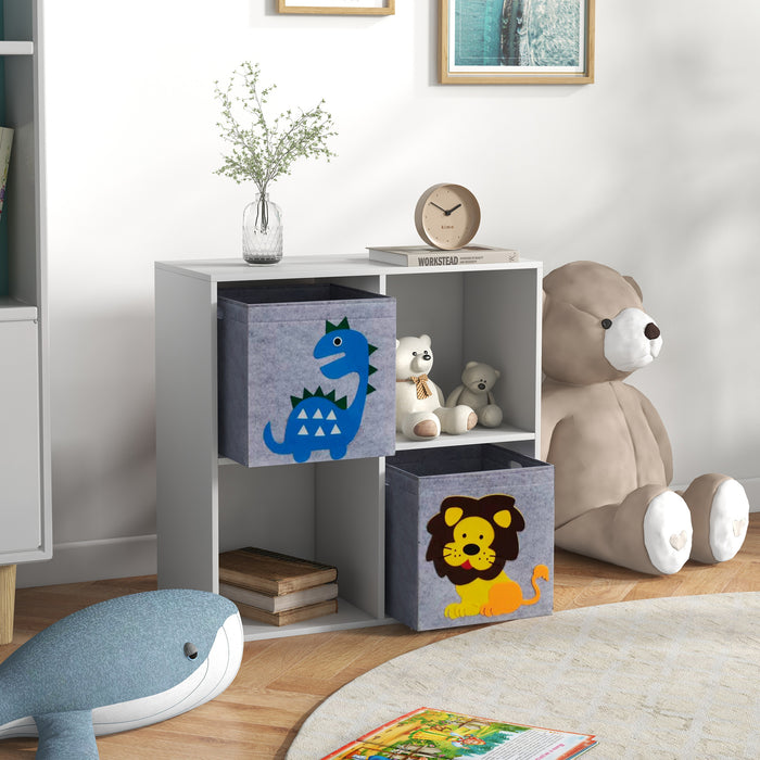 Kids' Storage Organizer - Playful Toy Box with Dual Non-Woven Fabric Bins, 61.8cm Cube - Perfect for Neatly Tidying Toys and Children's Accessories