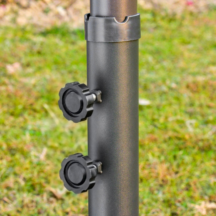 Double-Sided 4.6m Garden Parasol - Patio Sun Umbrella with Market Shelter Canopy & Cross Base in Off White - Ideal Shade Solution for Outdoor Entertaining