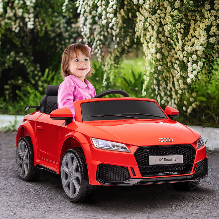 Audi TT RS Kids' Electric Ride-On Car - 12V Battery-Powered with Remote Control, Forward/Reverse, Lights, Horn, MP3, Seatbelt - Red Safe Driving Toy for Children