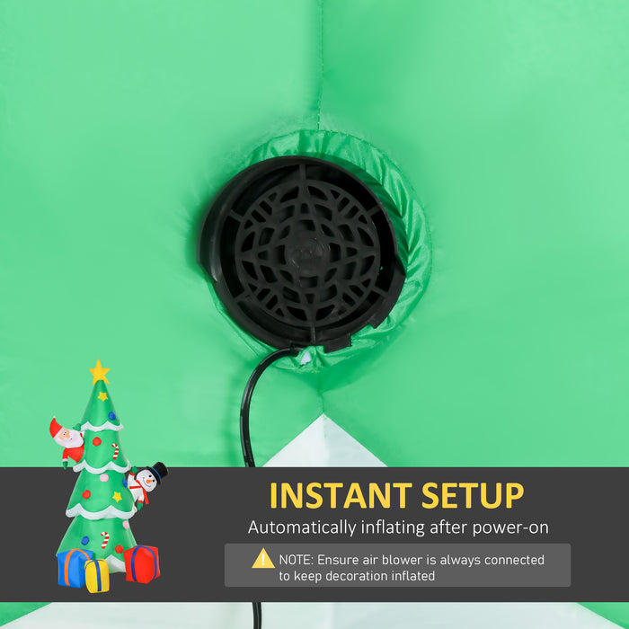 Inflatable Christmas Tree with LED Lights - 7ft Tall with Santa, Snowman & Gift Box - Outdoor Lawn and Garden Holiday Decoration