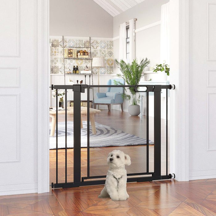 Pressure Fit Safety Gate - Auto-Closing Dog Gate with Double Locking & 2 Extension Kits for Doors, Stairs & Hallways - Ideal Pet Barrier for Home Security