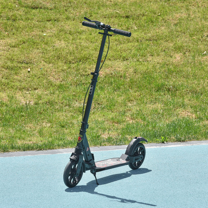 Foldable Kick Scooter for Adults and Teens - Height Adjustable, Aluminum Frame, Rear Wheel & Hand Brake, Shock Absorption - Ideal Urban Commute and Play for Ages 14+