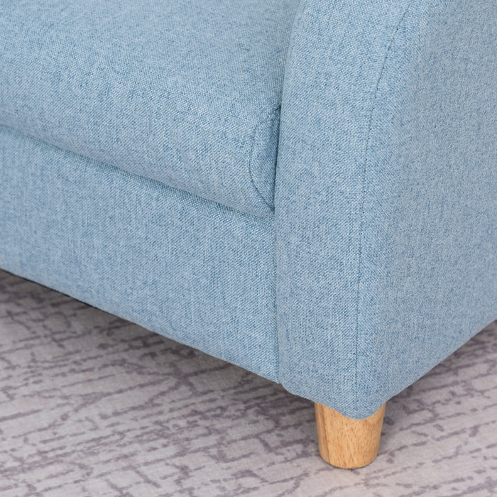 Kids Sofa Armchair with High Back - Mini Blue Couch with Anti-Slip Wooden Legs for Children - Perfect for Bedroom & Playroom, Ages 3-6