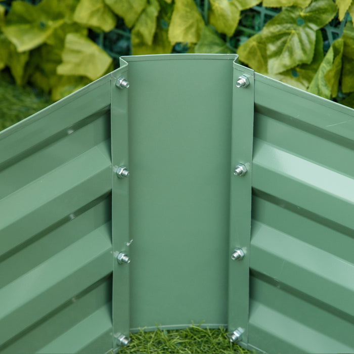 Elevated 291L Green Garden Bed Set - Galvanized Metal Planter Boxes for Outdoors, 100x100x30cm - Ideal for Flowers and Herbs