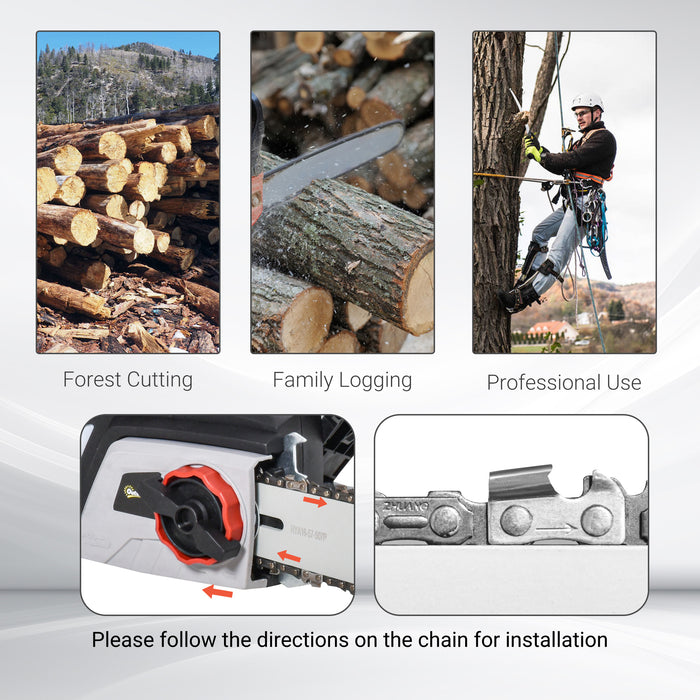 1600W Electric Chainsaw with Dual Safety Brake - Tool-Free Chain Adjustment, 40cm Bar, Auto-Oiling - Ideal for Woodcutting Tasks & DIY Projects