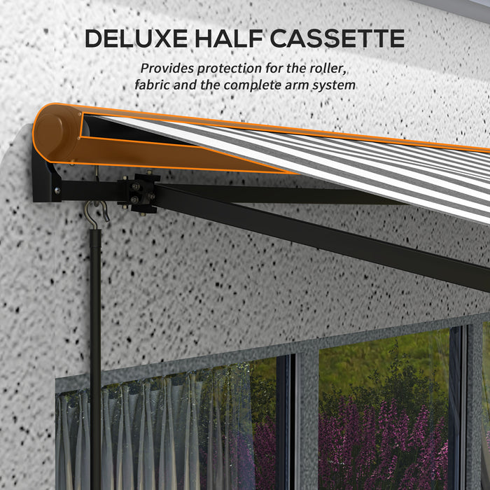 Aluminium Frame Electric Awning 3x2m - Retractable Sun Canopy for Patio Doors and Windows, Grey/White Design - Outdoor Shade Solution for Homeowners