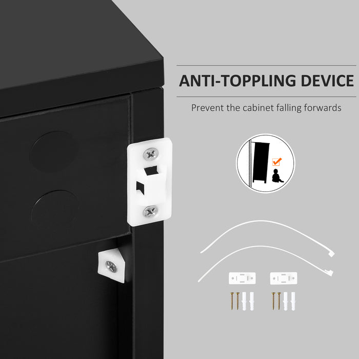 High Gloss Black Sideboard with Push-Open Mechanism - Modern 2-Drawer Side Cabinet for Storage - Elegant Furniture for Living Room and Bedroom