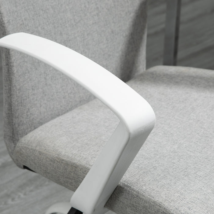 Linen Swivel Office Chair - Ergonomic Computer Desk Task Chair with Adjustable Height, Armrests, and Wheels - Ideal for Home Study and Office Comfort